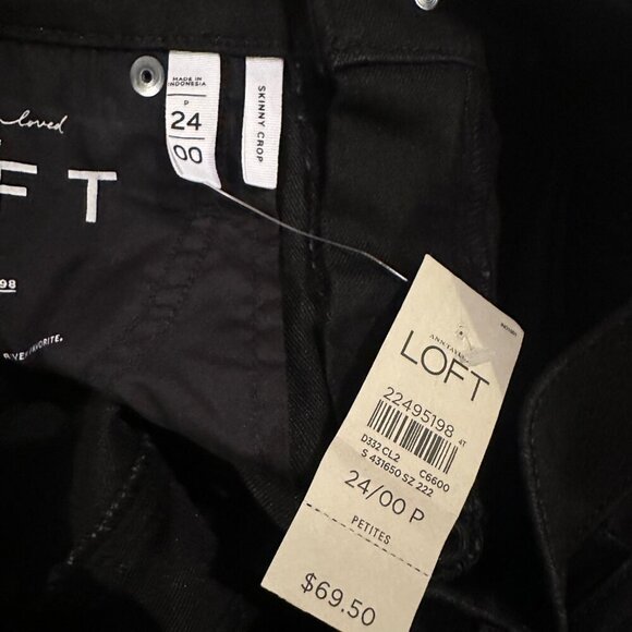 Ann Taylor Loft Black Skinny Crop Jeans 24/00P Womens Petite Denim NEW - Picture 6 of 9